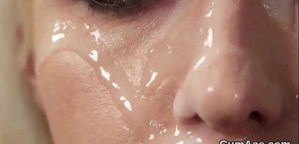  Randy peach gets sperm shot on her face swallowing all the jizz